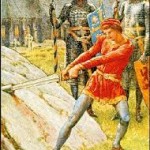 Arthur tirant Excalibur de la roche